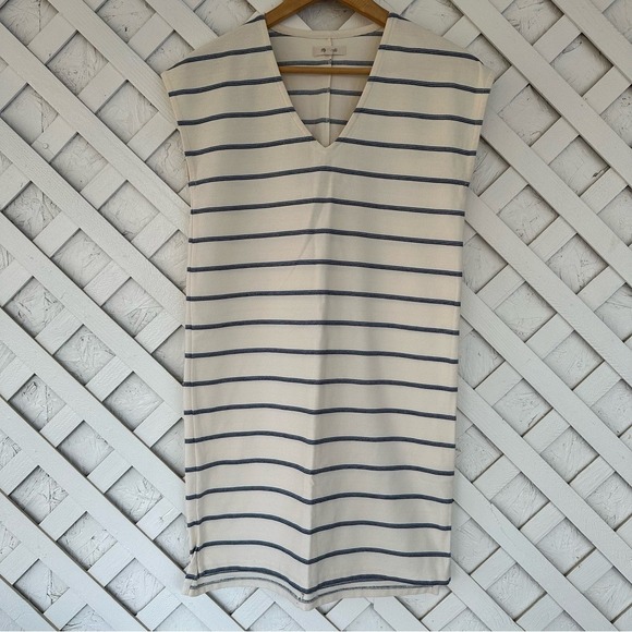 Madewell Short Shirt Dress Stripe V Neck Cotton Blend size XXS - Picture 2 of 7